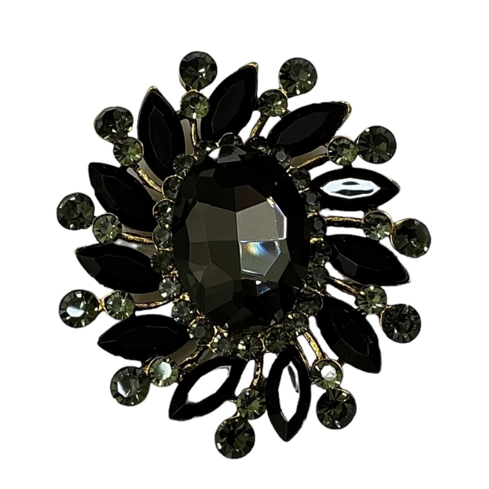 Large Black and Grey Oval Brooch/Pendant